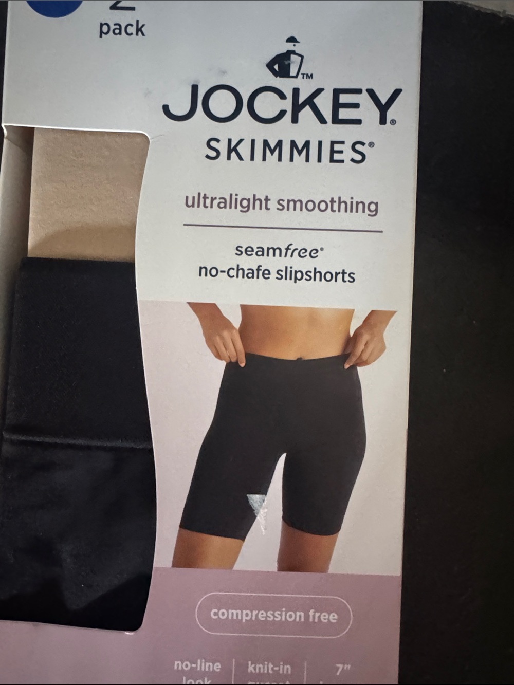 Jockey Skimmies Ultralight Smoothing Slipshorts - Black & Nude (2-Pack)